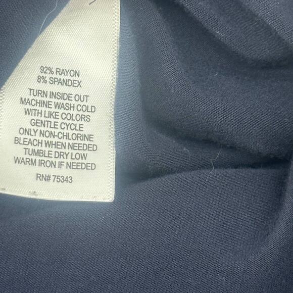 Adrienne Vittadini Knit Maxi Dress Short Sleeve Navy Blue Scoop Neck Small - Picture 5 of 5